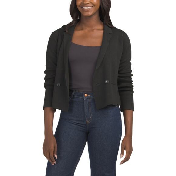 NWT Elan Black Rocky Knit Blazer Sweater Jacket Size M - Picture 1 of 7
